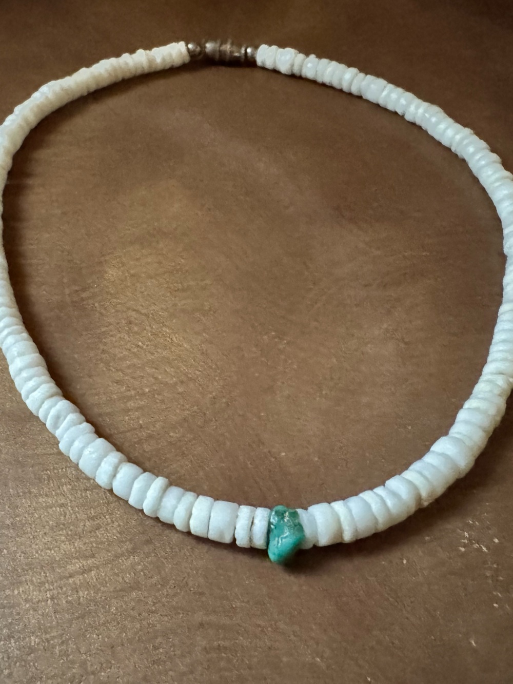 Free People White Heishi Bead Bracelet with Turquoise Accent